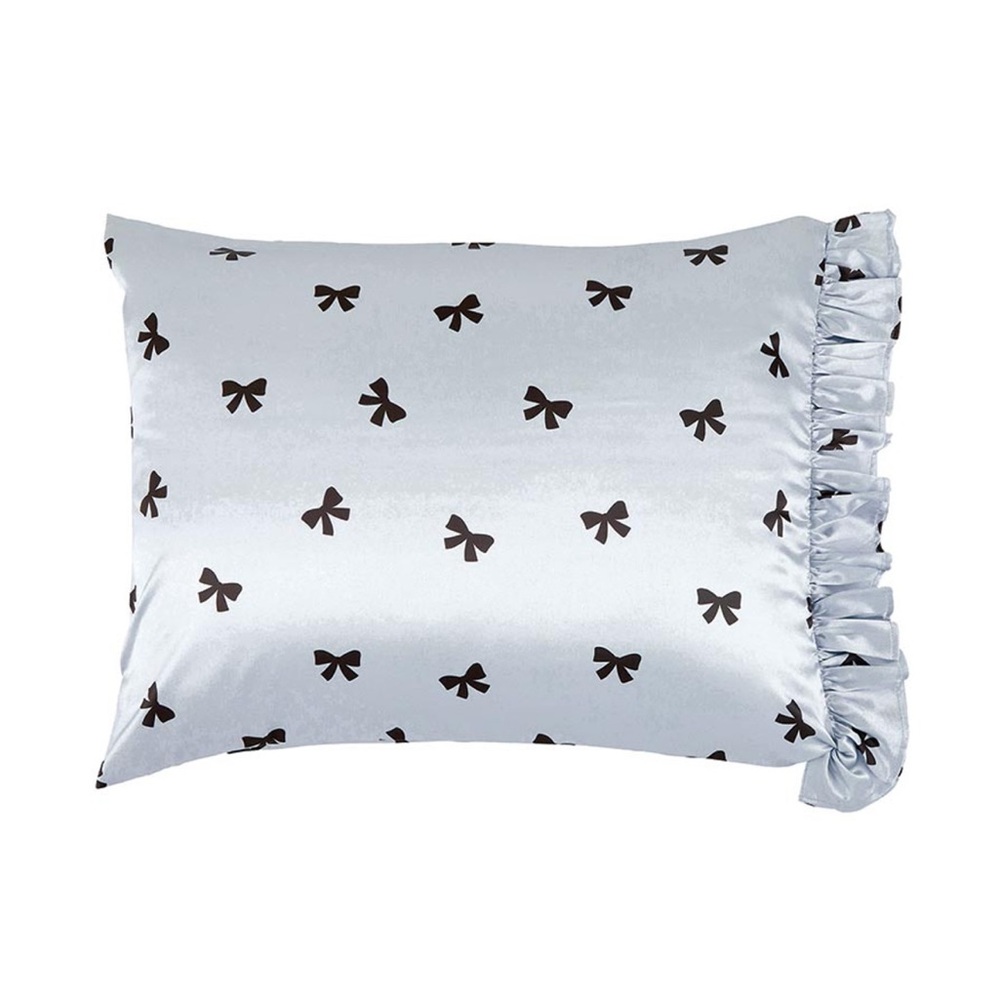 Bella Sleep Spa Ruffled Satin Pillowcase - Black Bows